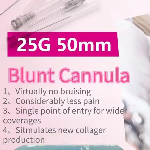 22G/23G/25G 50mm 70mm Blunt Cannula Needle Sterile Disposable Micro Cannula Side Hole Flexible Beauty Injection Tool
