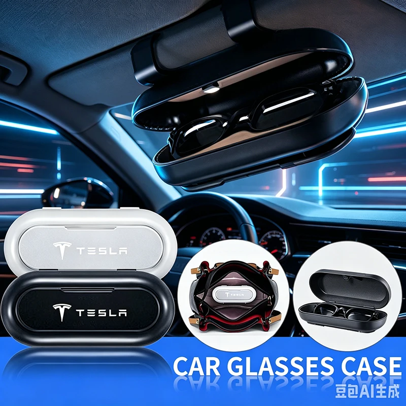 

Car Sun Visor Glasses Storage Box Holder Organizer Accessories For Tesla Model X Y Roadster Performance Decor Valve Stems & Caps
