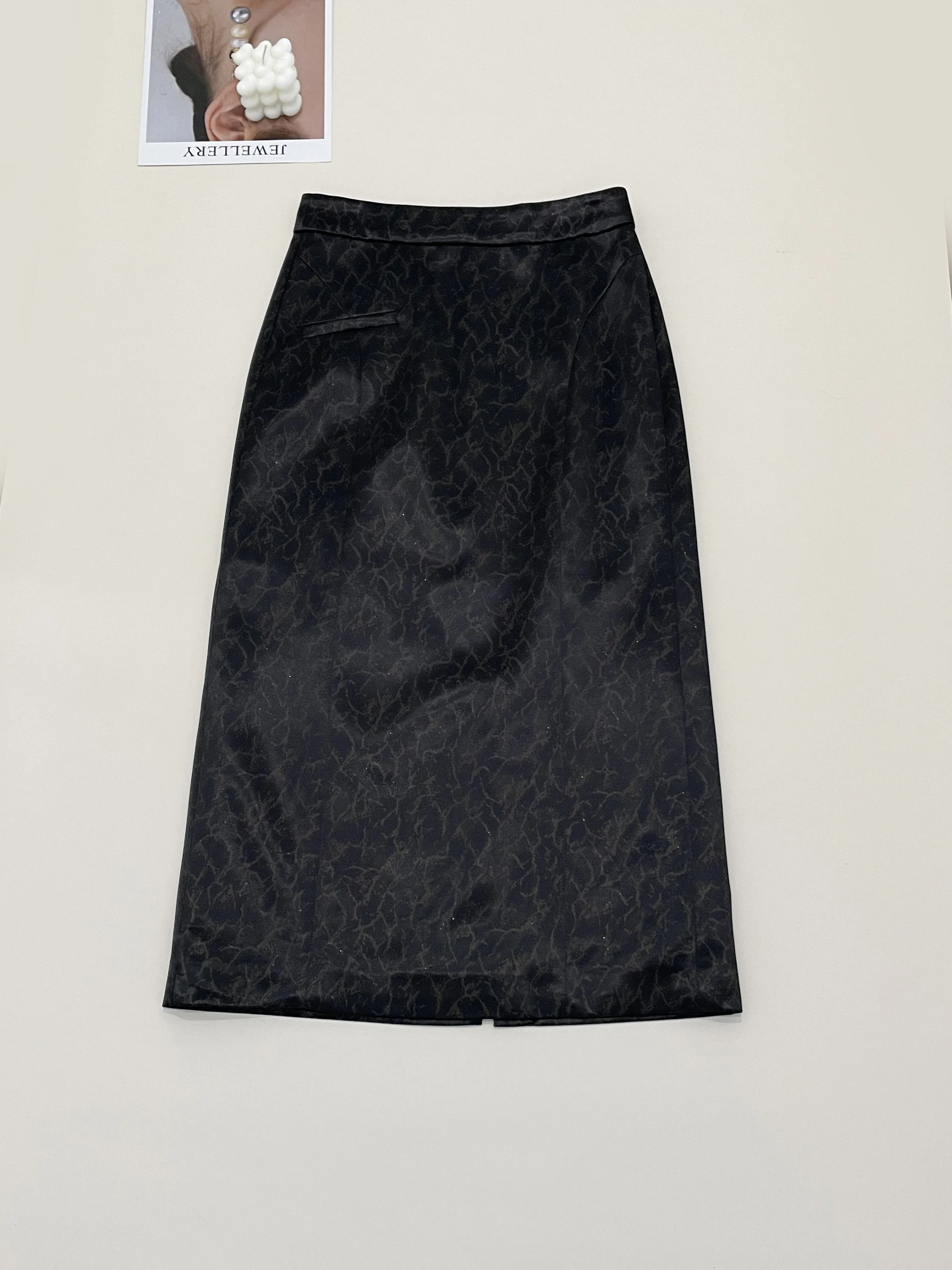 

Элегантная женская юбка-миди А-силуэта с завышенной талией, осенне-зимняя, с цветочной вышивкой, стройнящая, универсальная, средней длины