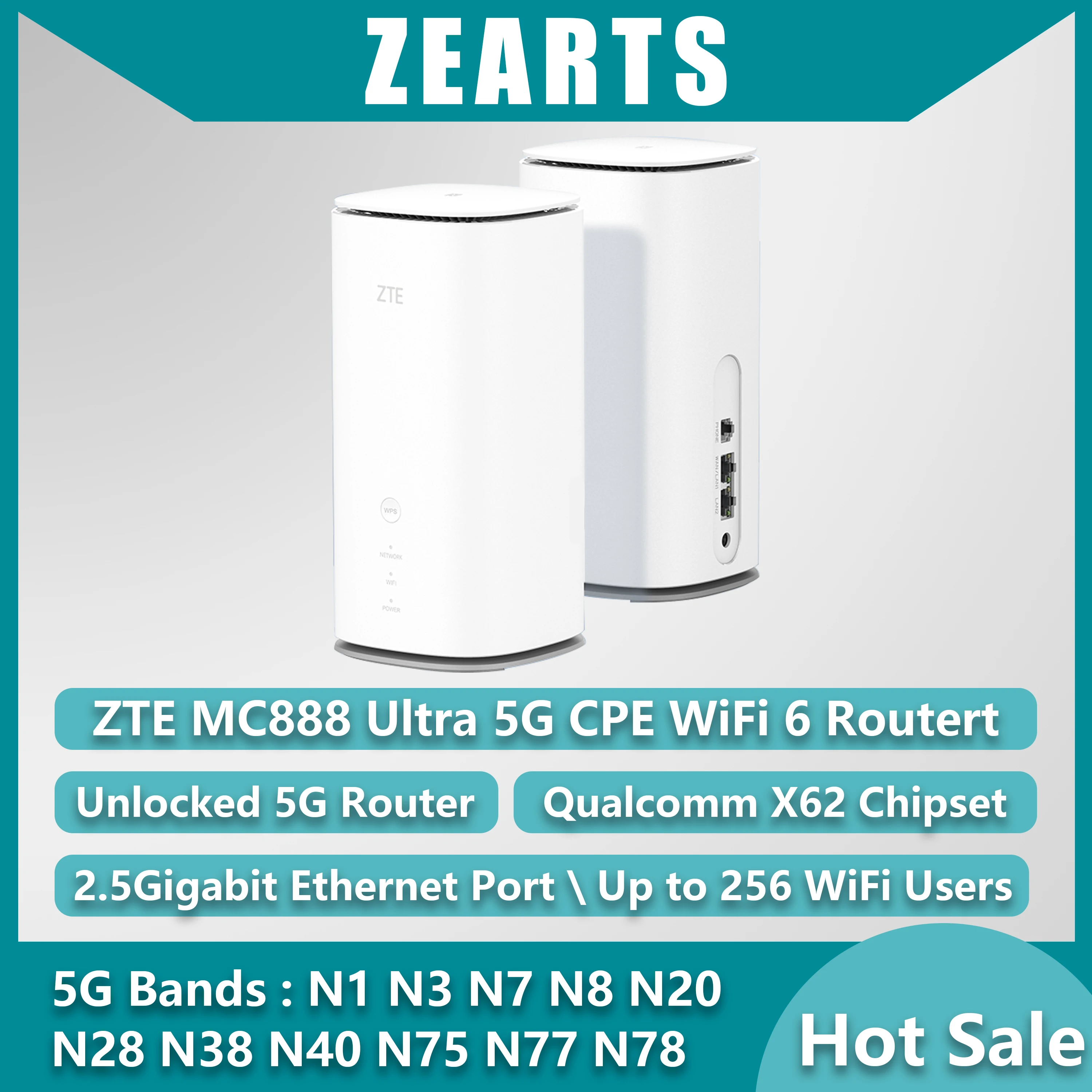 

MC888 Ultra 5G CPE Modem WiFi 6 AX6000 RJ45 2.5GE N78 nanoSIM (99%new Vodafone Logo)