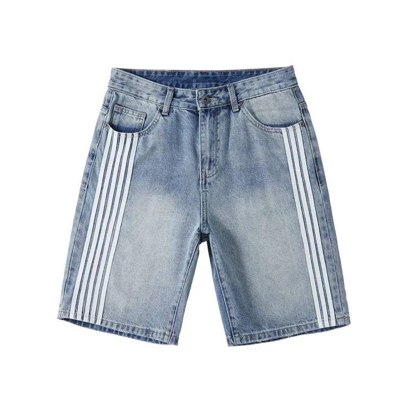 XY9933 Tren Baru Celana Pendek Denim Antik Amerika Biru Muda Dicuci Kasual Celana Lima Bagian Tipis Musim Panas Pria