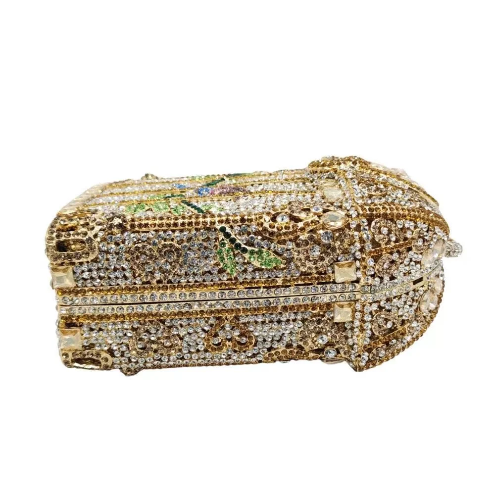 Glitter Birdcage Women Handbag Luxury Metal Box Wedding Party Clutch Purse Crystal Rhinestone Diamond Evening Bag Shoulder Bag