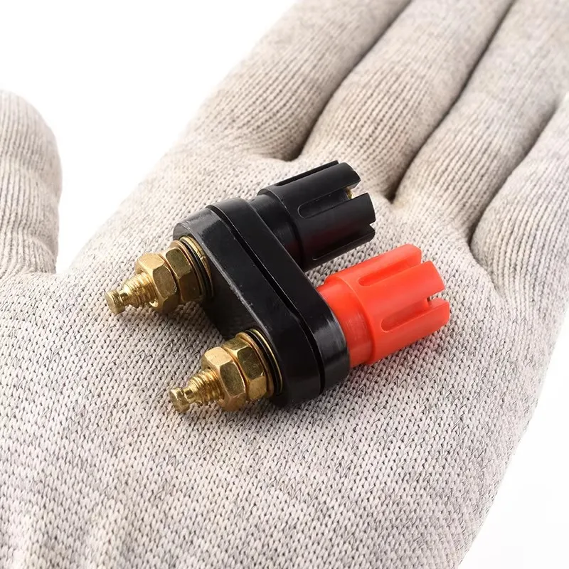 Ze Jie  Integrated Dual-position Speaker Amplifier Binding Post, Red & Black Double Hexagonal/Flower Head, 4mm Banana Jack