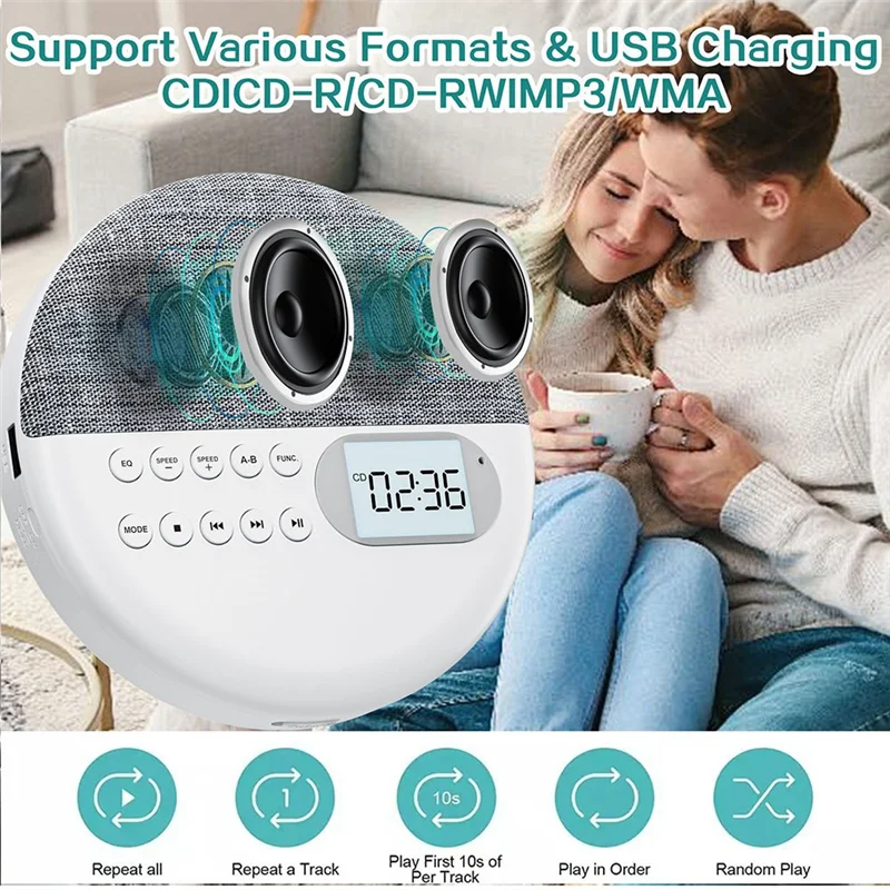 Nuovo lettore audio multifunzione Lettore CD MP3 doppio stereo Macchina per l'apprendimento dell'inglese Macchina per la ripetizione dell'educazione fetale