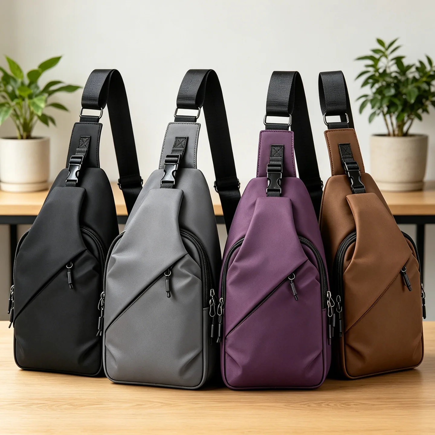 Waterproof Motorcycle Riding Chest Bag Crossbody Sling Pack with 10 Inch Tablet Pocket, Oxford Fabric Shoulder Storage for
