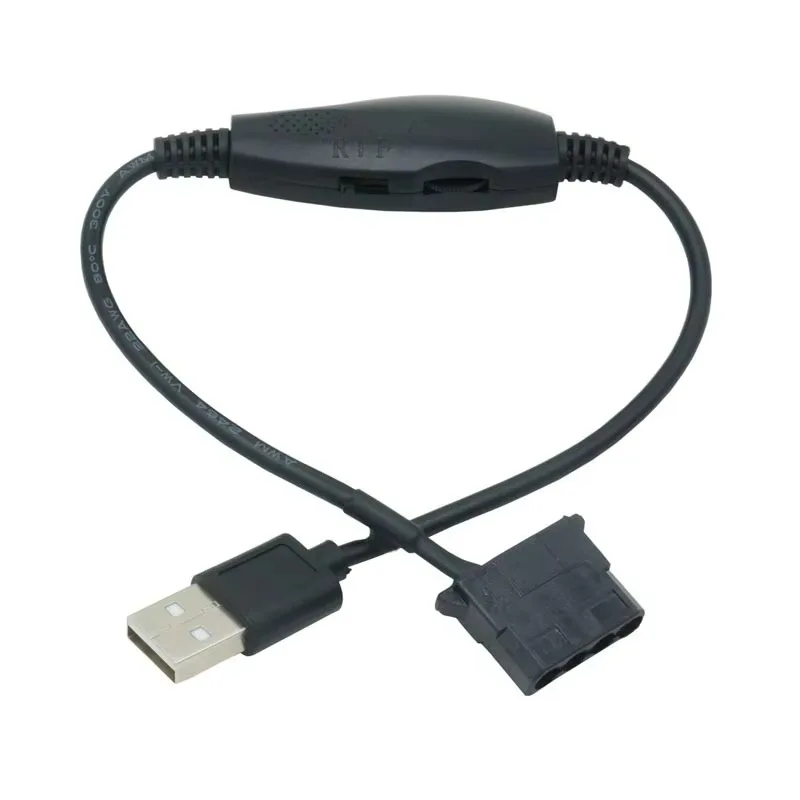 USB to 4Pin Fan Convert Cable with Adjust Switch PWM 5V to 12V Boots Cable USB Sleeved PC Fan Power Adapter USB 3pin Connector