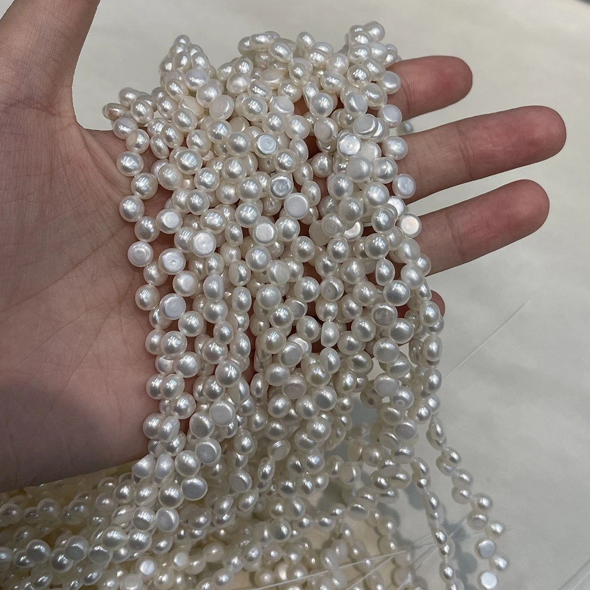 5–6mm White Natural Freshwater Pearls Disc-shaped Off-Center Beads for Jewelry Making DIY Necklaces Bracelets and Accessories