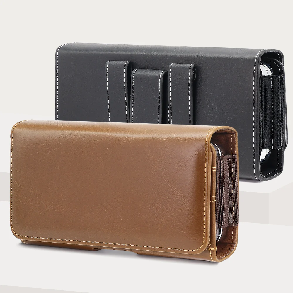 Universal Leather Men Waist Bag Mobile Phone Belt Clip Case For iPhone Samsung Galaxy Xiaomi Redmi Poco Oppo 9 Pro Holster Pouch