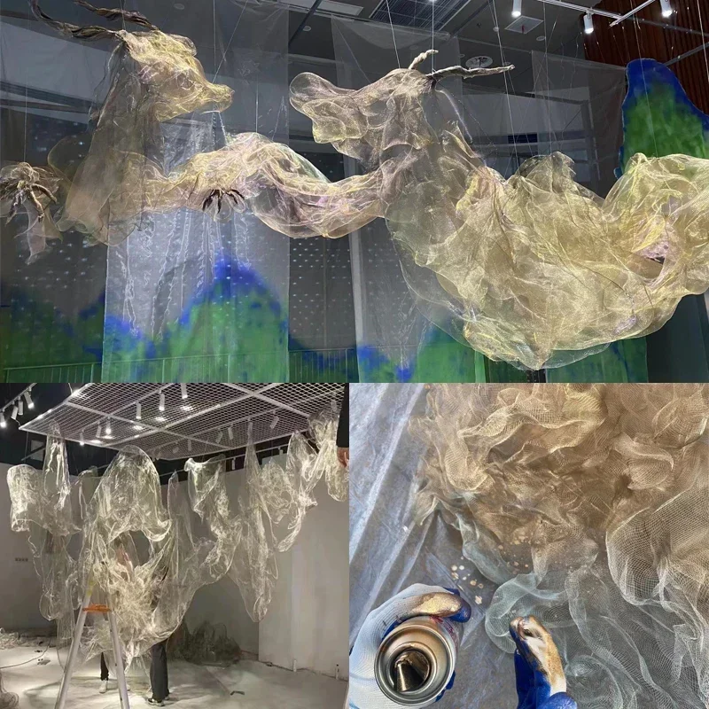 سحابة شكل شبكة سلكية معدنية نسيج معدني المواد الزفاف زينة للسقف الأقمشة الأزهار Diy بها بنفسك الخياطة المعدنية لكل متر #2