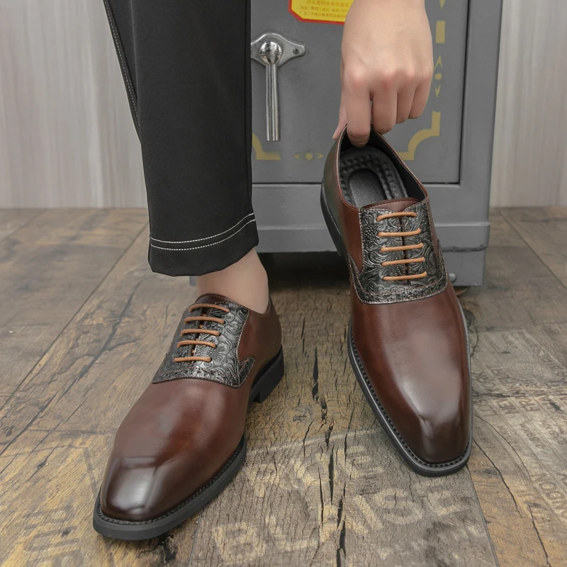

Classic Men Fashionable Formal Leather Shoes Men Lace-up High-end Business Office Leather Shoes Wedding Banquet Shoes Men
