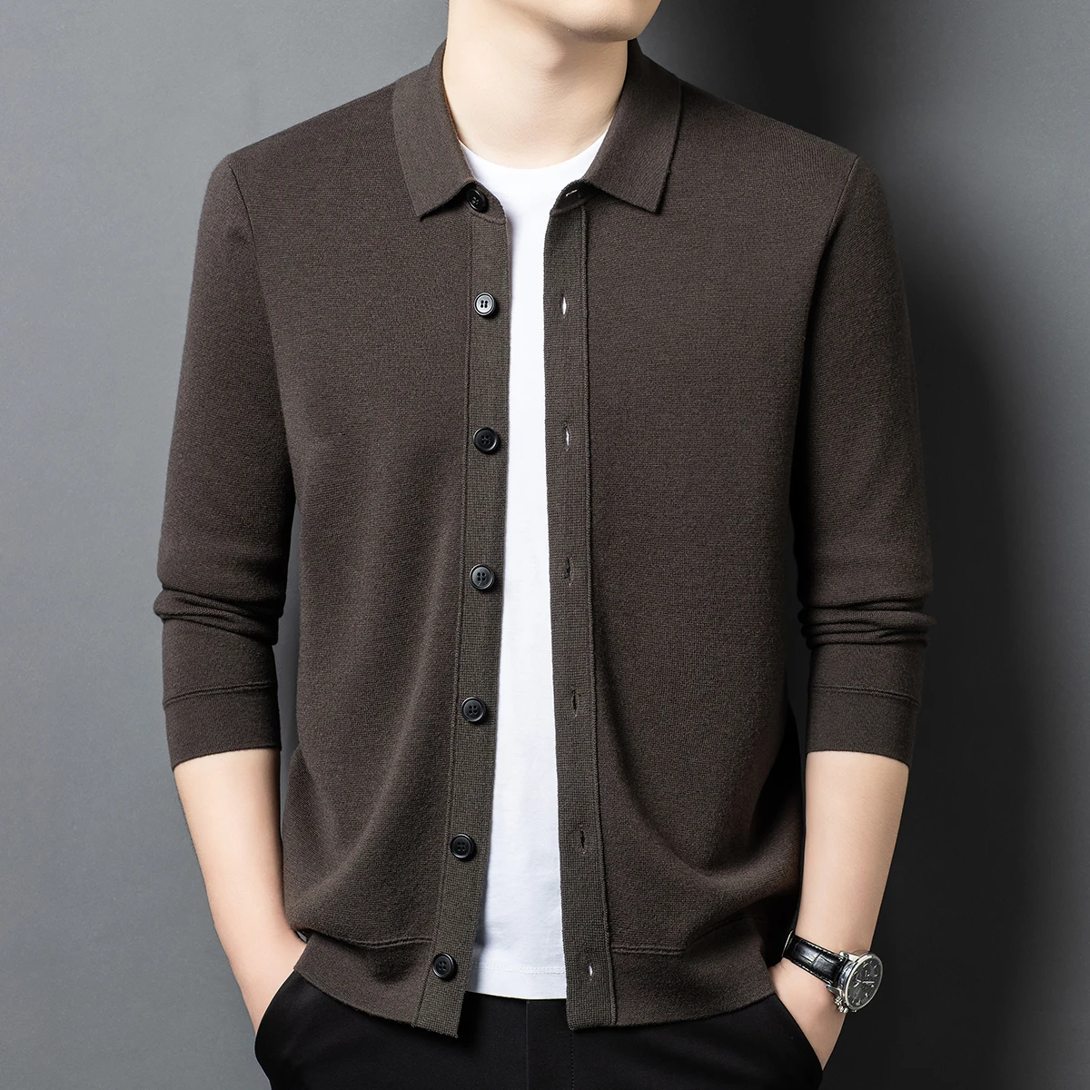 

100% Sheep Wool Coat Men 2025 Winter Single Breasted Warm Sweater Causal Thick Worsted Wool Cardigan Long Sleeve Knitwear