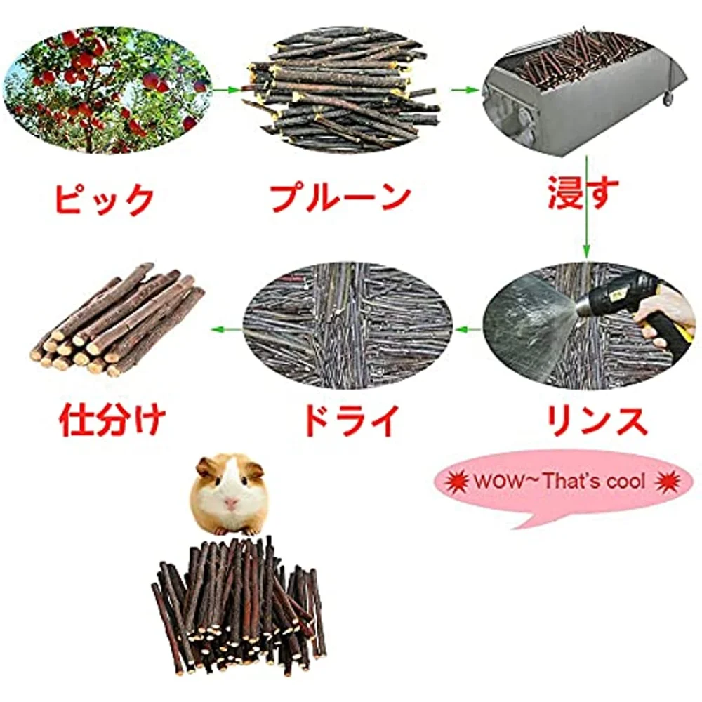 100g Teeth Grinding Apple Tree Stick Biting Tree Small Animal Toys for Hamster Guinea Pig Rabbit Squirrel Hedgehog