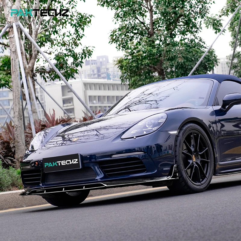 

Paktechz Dry Carbon Fiber Body Kit Front Bumper Lip Spoiler Splitter for Porsche 718 Cayman Boxster 982