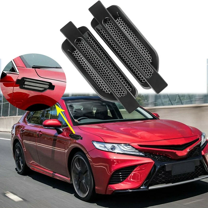 2X JDM Sporty Black Side Fender Hood Scoop Bonnot Air Flow Intake Decor Covers