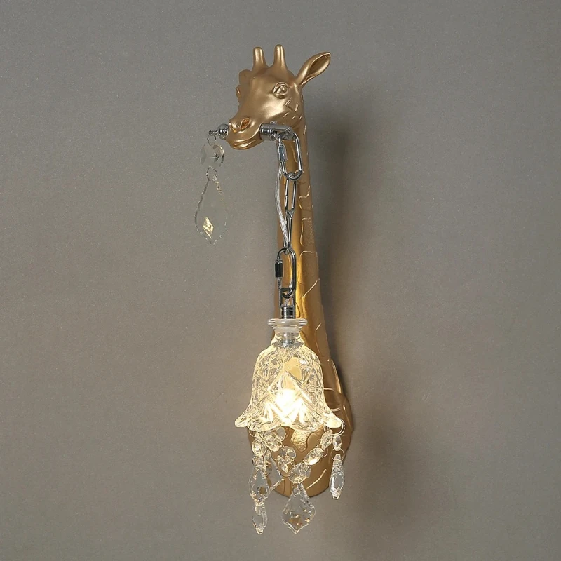 Resin Giraffe Led Wall Lamp for Bedside Lighting Corridor Living Room Decor Light G9 Bulb Golden Lamp Body Hot Sales