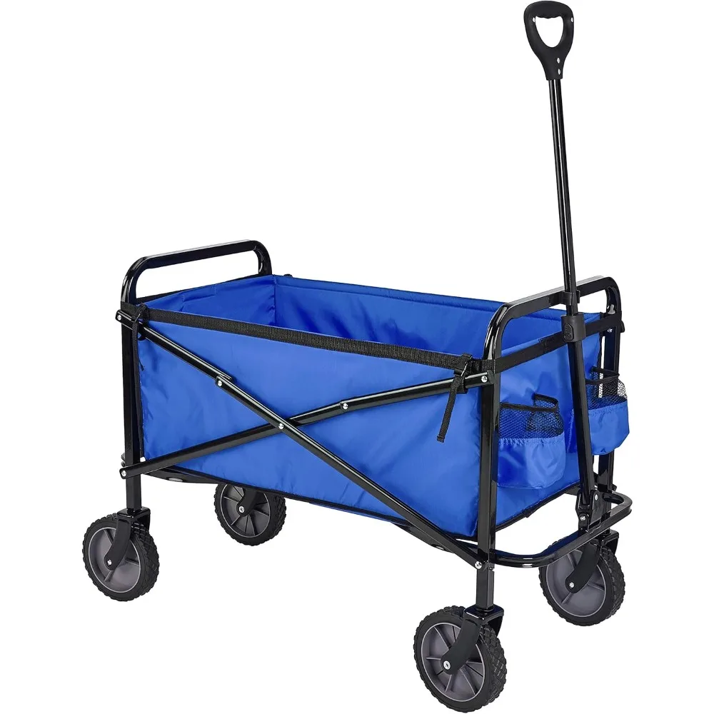 

Collapsible Folding Wagon, Heavy Duty, Utility Wagon for Sports, Camping, Garden, and Shopping, Blue