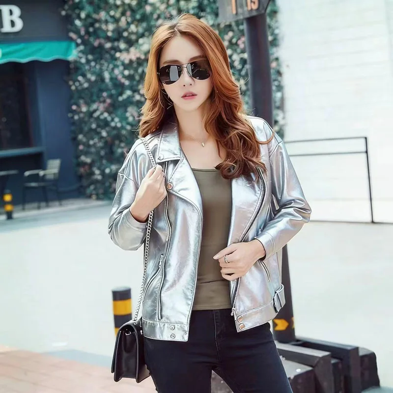 Fashionable Women's Motorcycle Jacket Loose Korean Style Spring Autumn Special Offer Leather Coat Stylish Outerwear