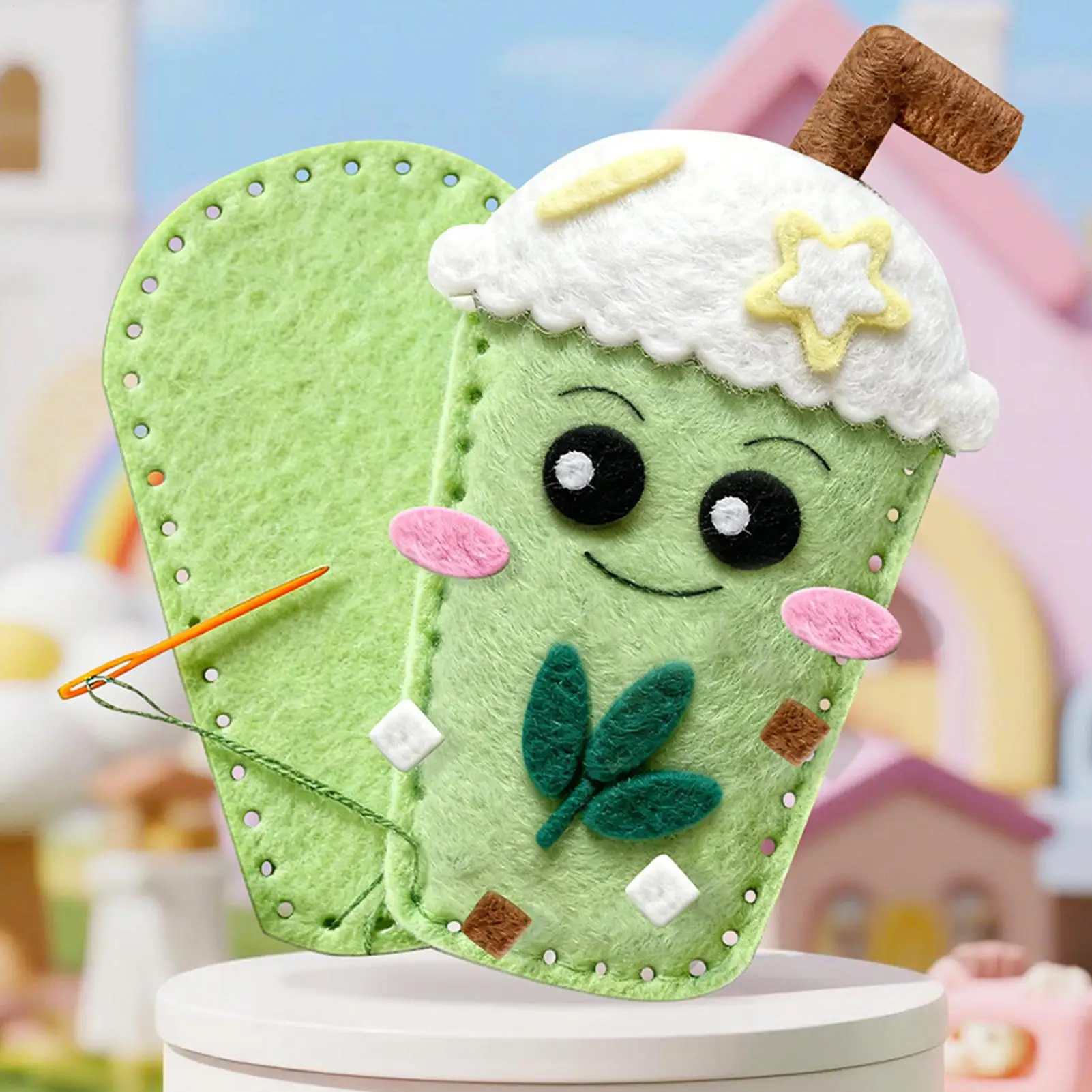 Crianças kit de costura fazer saco de chá de leite charme meninas kit de costura para projeto de arte boneca fazendo atividades escolares em casa jogar projeto de arte