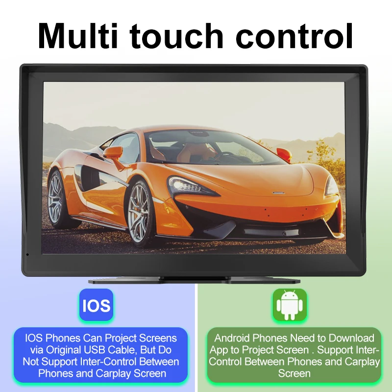 9 Inch Touch Screen Wireless Carplay for Android Auto Portable Multimedia Player With Sunshade Car Audio Car Stereo Mirror Link