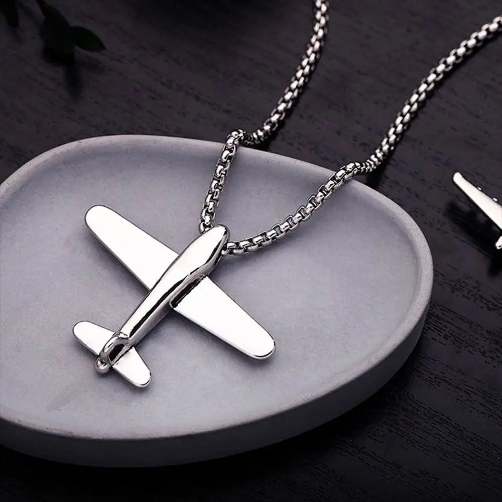 

Elegant Trendy Pendant Hiphop Titanium Steel For Women Korean Clavicle Choker Airplane Neck Jewelry Man Chain Necklace
