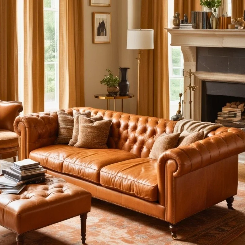 furniture Pull button salon Oil wax American waiting area Living room Hotel leather Waterproof leather sofa