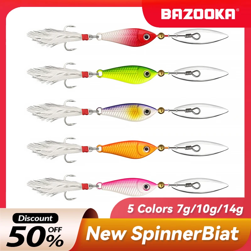 

Bazooka 7g 10g 14g Spinnerbait Sinking Fishing Lure Spoon Bait Wobblers Bass Pike Metal Peche VIB Jigging Spinners JIG Winter