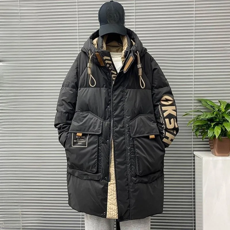 Jaket Bulu Angsa Putih Berkualitas Tinggi, Model Panjang Sedang untuk Pria, Musim Dingin, Merek Trendi Terbaru, Keren dan Tebal, Jaket Bulu Angsa Putih untuk Remaja, Fashion Hangat