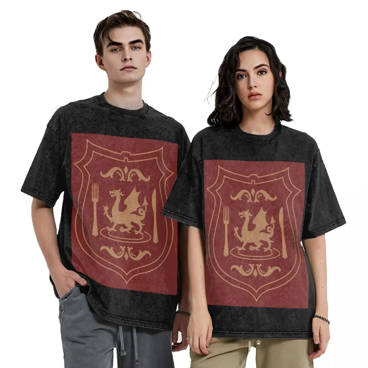 Dungeon Logo (Ideal Ver.) Dungeon Meshi Tee Washed T Shirts Short Sleeve Hip Hop T-Shirt Streetwear Tops Tees for Men Women