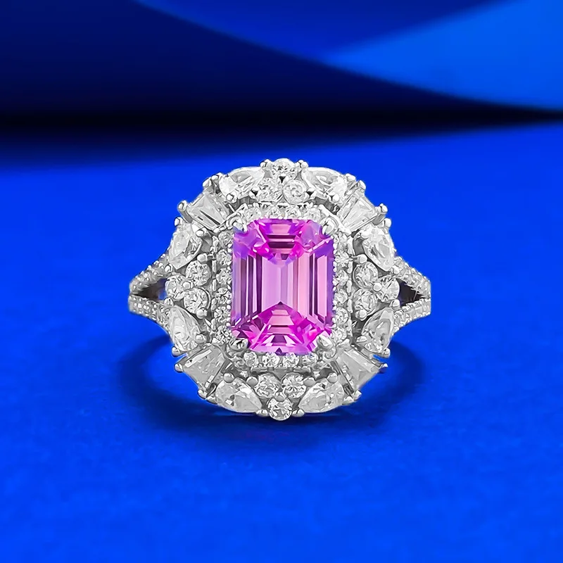 new-s925-silver-6-8mm-rectangular-pink-blue-treasure-cultivation-ring-heavy-duty-inlay-light-luxury-wedding-jewelry