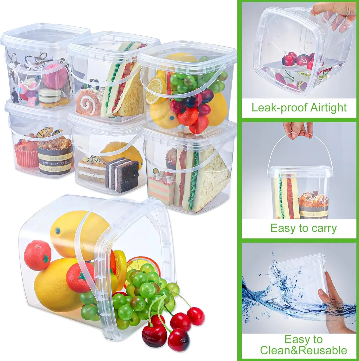 50 Pack 68 oz Square Deli Containers with Lids Clear Plastic Food Storage Containers Airtight Deli Containers with Lids