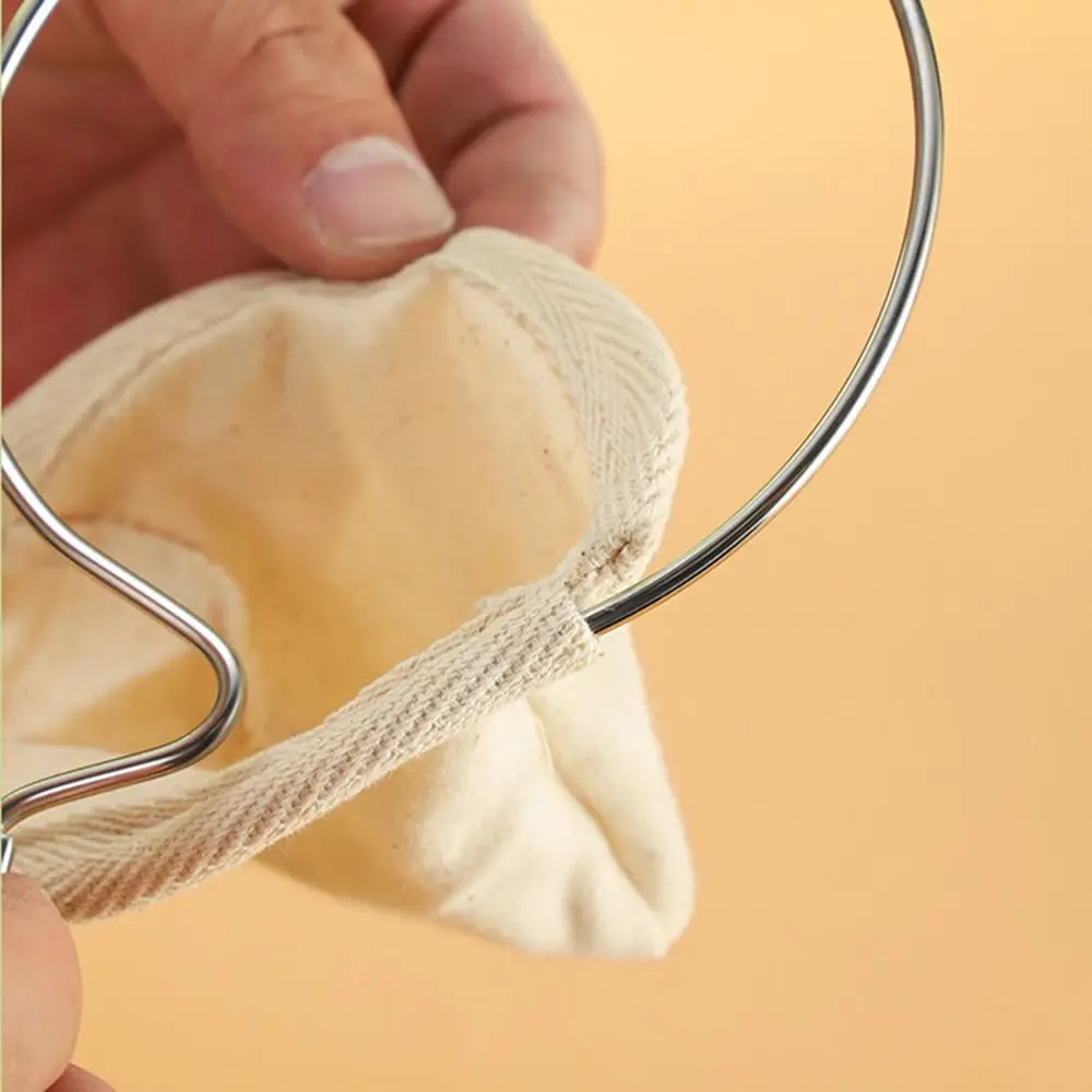 Flannel Cloth Coffee Filter Strainers Stainless Steel Handle Reusable Pour Over Coffee Dripper Detachable Thicken