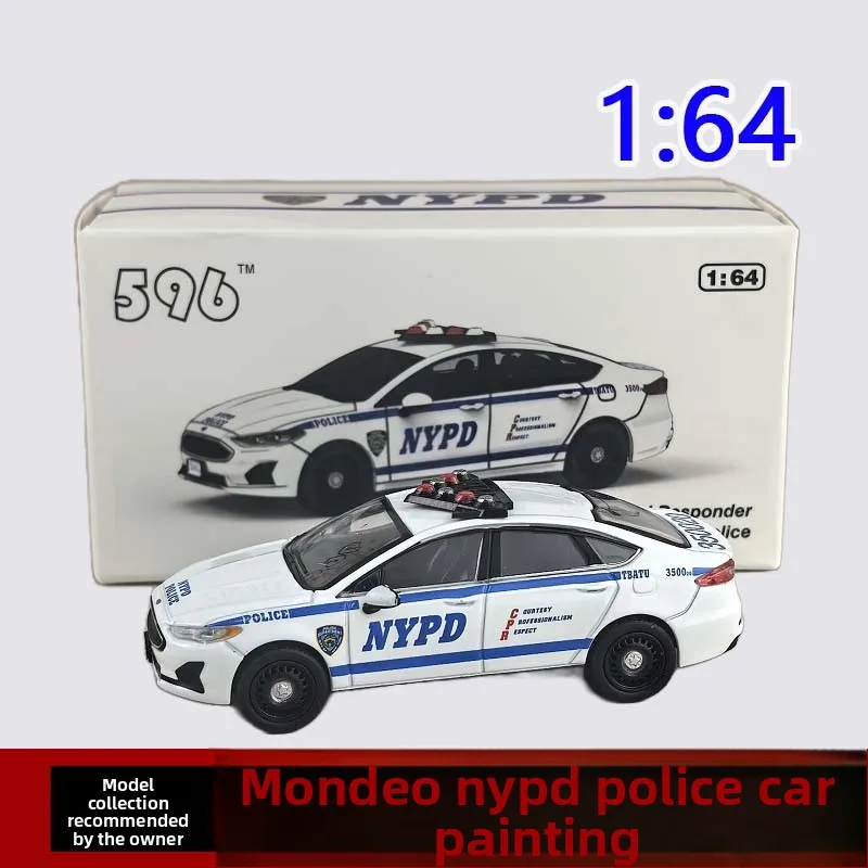 Литой под давлением масштаб 1:64 полицейская машина Ford Mondeo NYPD окрашенная модель автомобиля из сплава Коллекционная игрушка в подарок сувенир дисплей орнамент