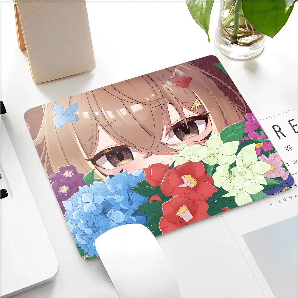 Pequeno LockEdge Mouse Pad para Gamers, Desk Pad para Computador, Borracha Anti-Slip, Mumei Nanashi, Hololive Girl, Anime