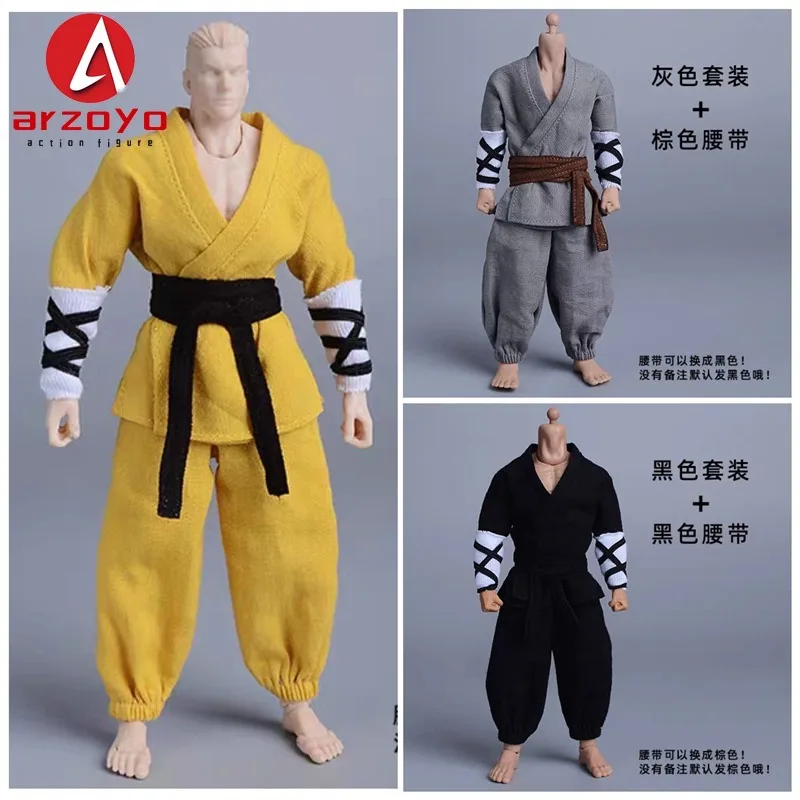 Romankey 1/12 homem soldado monge marcial roupas de luta conjunto wuxia lanterna calças roupas modelo caber 6 "figura ação corpo boneca