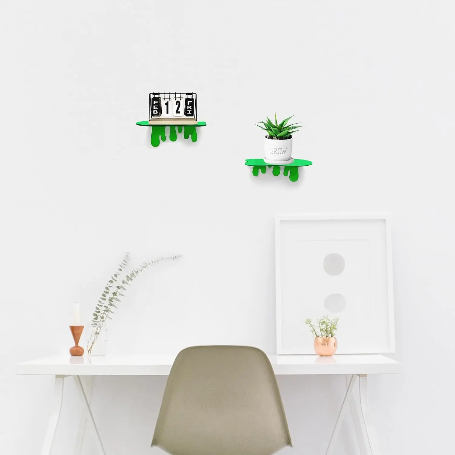 أرفف حائط صغيرة من الأكريليك مكونة من قطعتين - رف عائم مقاس 7 بوصات للجدار، وحواف عرض جدران المنزل للتخزين، وديكور الغرفة، والألبوم وغيرها