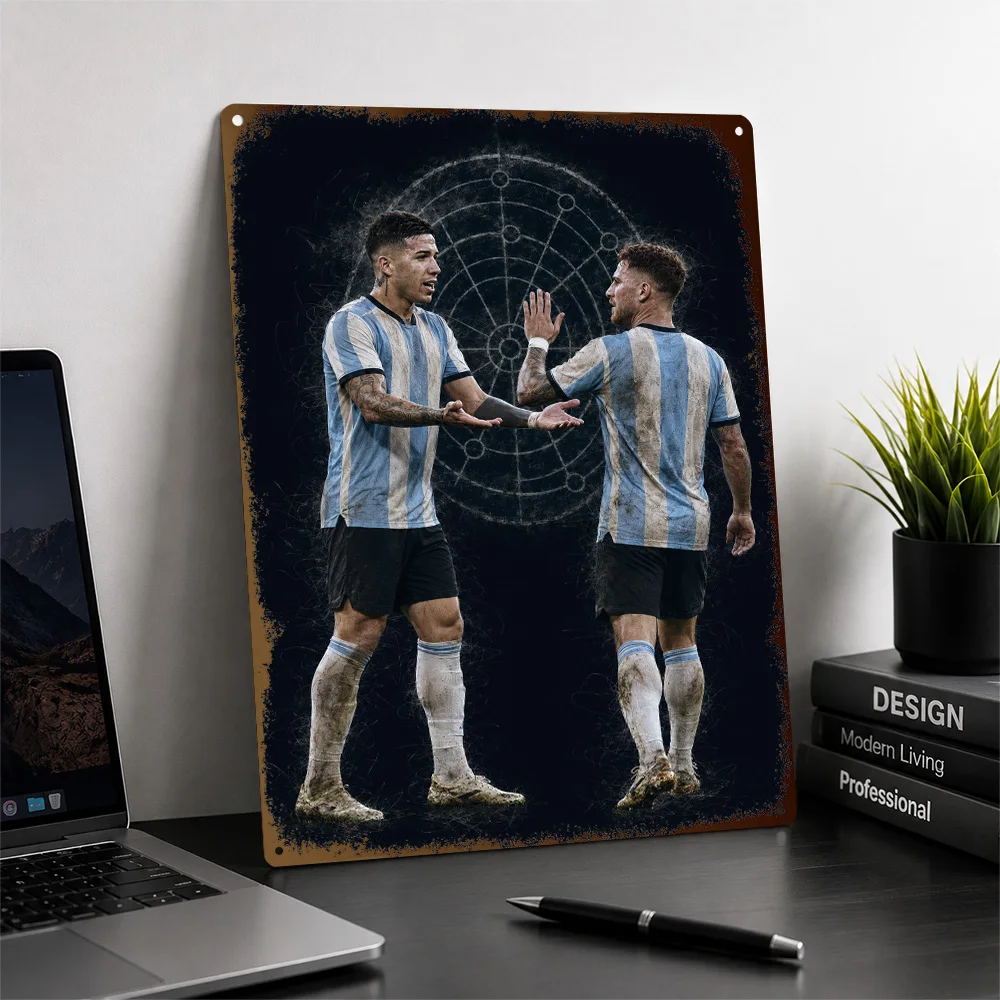 Enzo Fernández & Alexis Mac Allister Football Aluminum Poster Personalized Metal Sign Club Legacy Style Wall Art Ideal For Gym