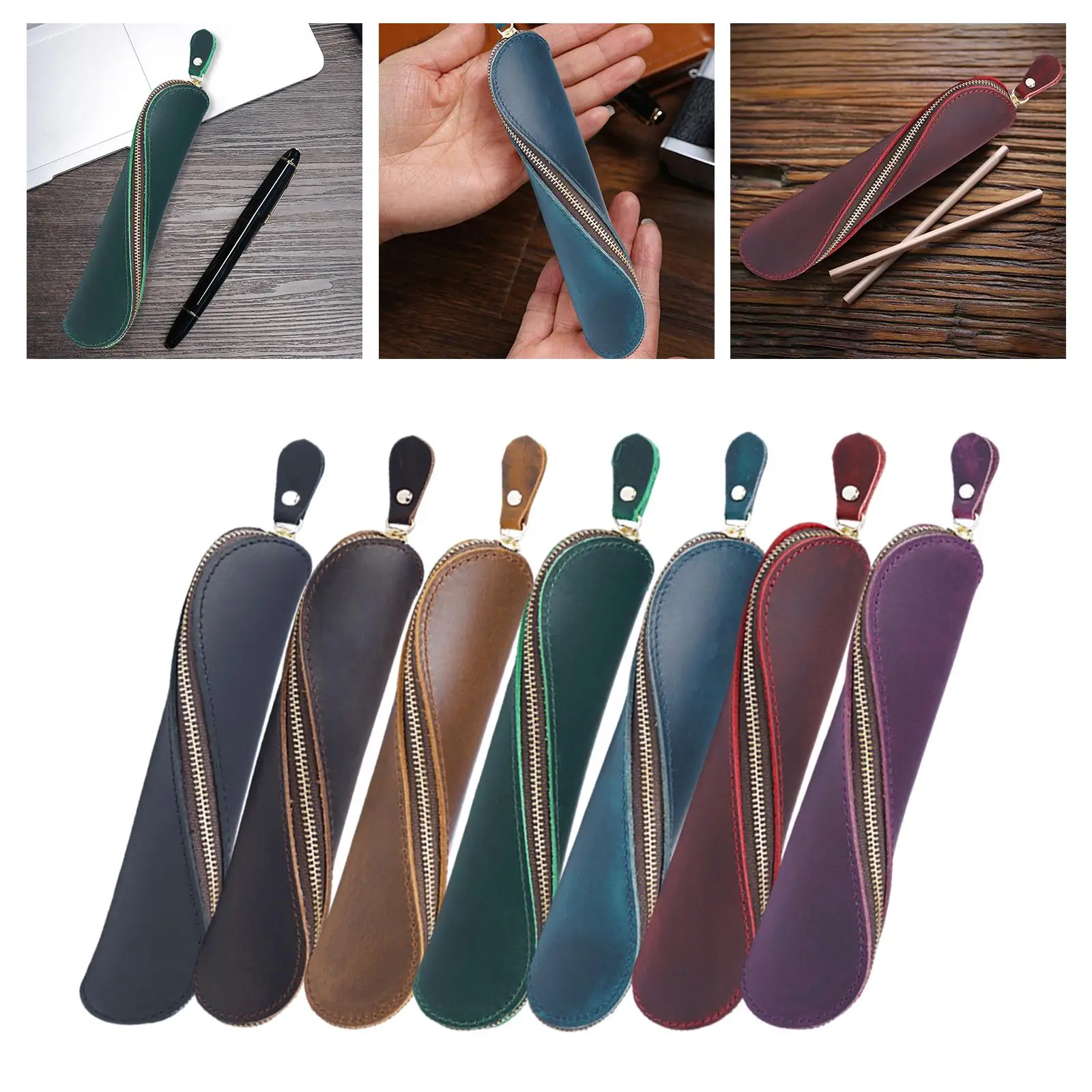 حقيبة تخزين قلم رصاص من البولي يوريثان، حقيبة مستحضرات تجميل مع سحاب للمكتب المنزلي #4