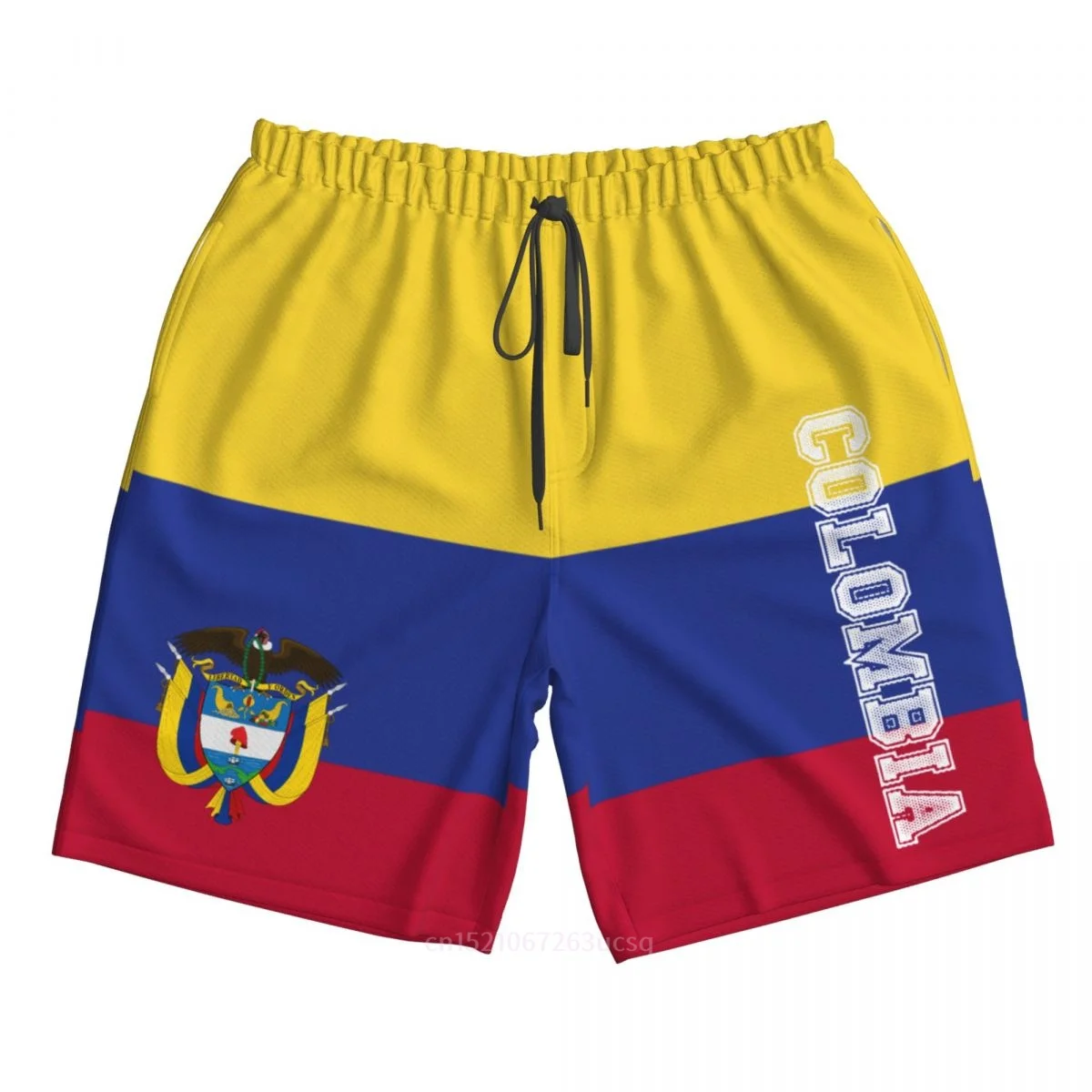 

Лето 2025 г., полиэстер, флаг страны Колумбии, мужские шорты с 3D принтом, пляжные летние брюки с карманами для бега