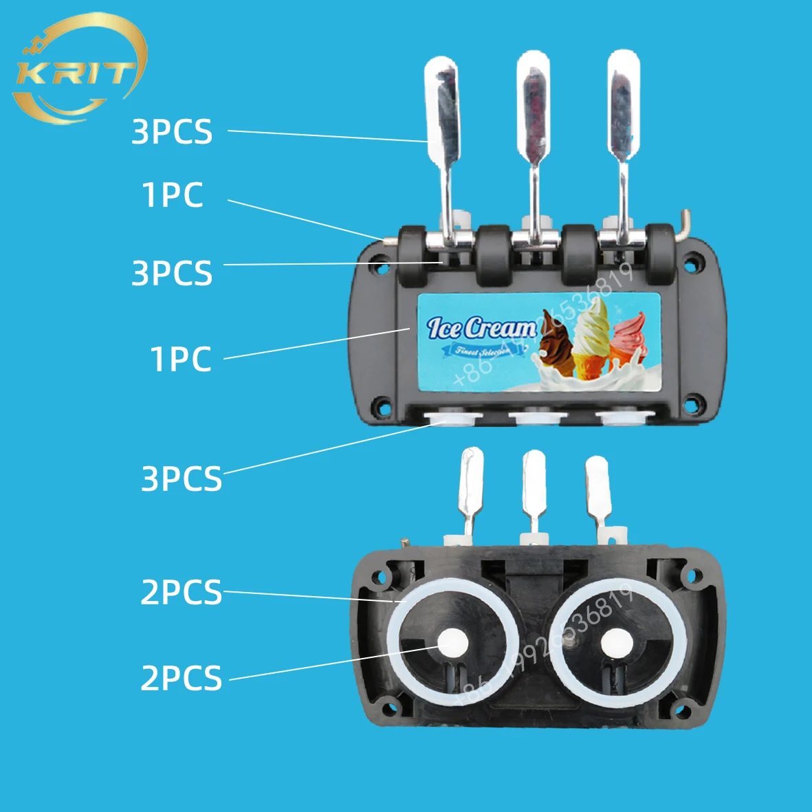 1 Set Front Panel Block Discharge Valve Head Face Plate For Soft Ice Cream Makers