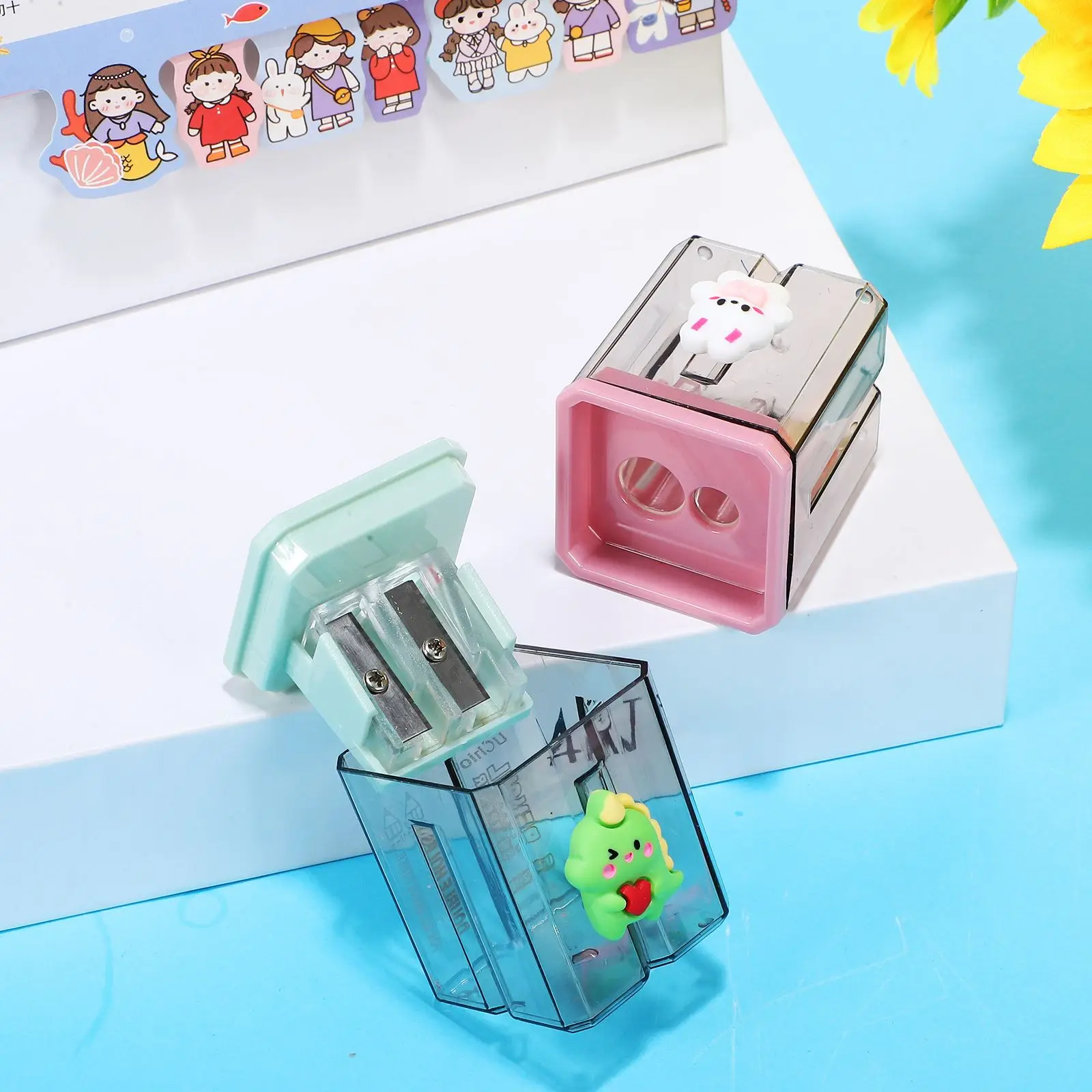 2Pcs Sharpeners Double Hole Pencil Sharpener Specialized Stationery Rotary Kindergarten For Student School Supplies