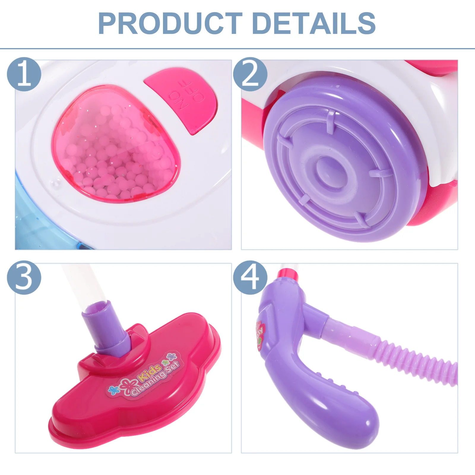 1 set di aspirapolvere per bambini, kit di giocattoli, plastica colorata e durevole, strumenti per la pulizia, regalo educativo, giocattolo per aspirapolvere