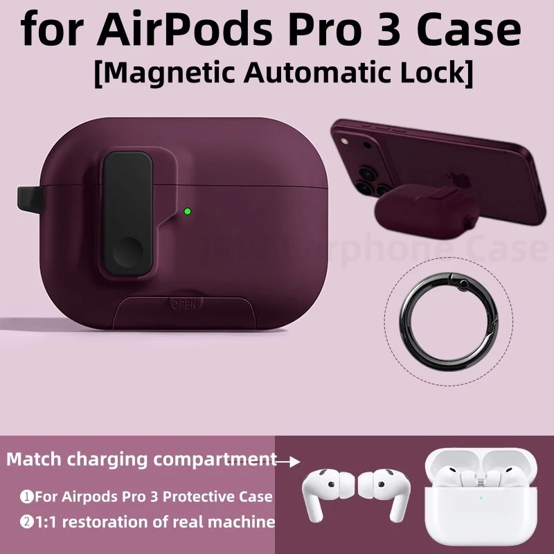 für AirPods Pro 3 mit magnetischer, automatisch verriegelnder Handyhalterung, Kopfhörerzubehör mit Reinigungsstift für Apple Airpods Pro 3 – Detail 1