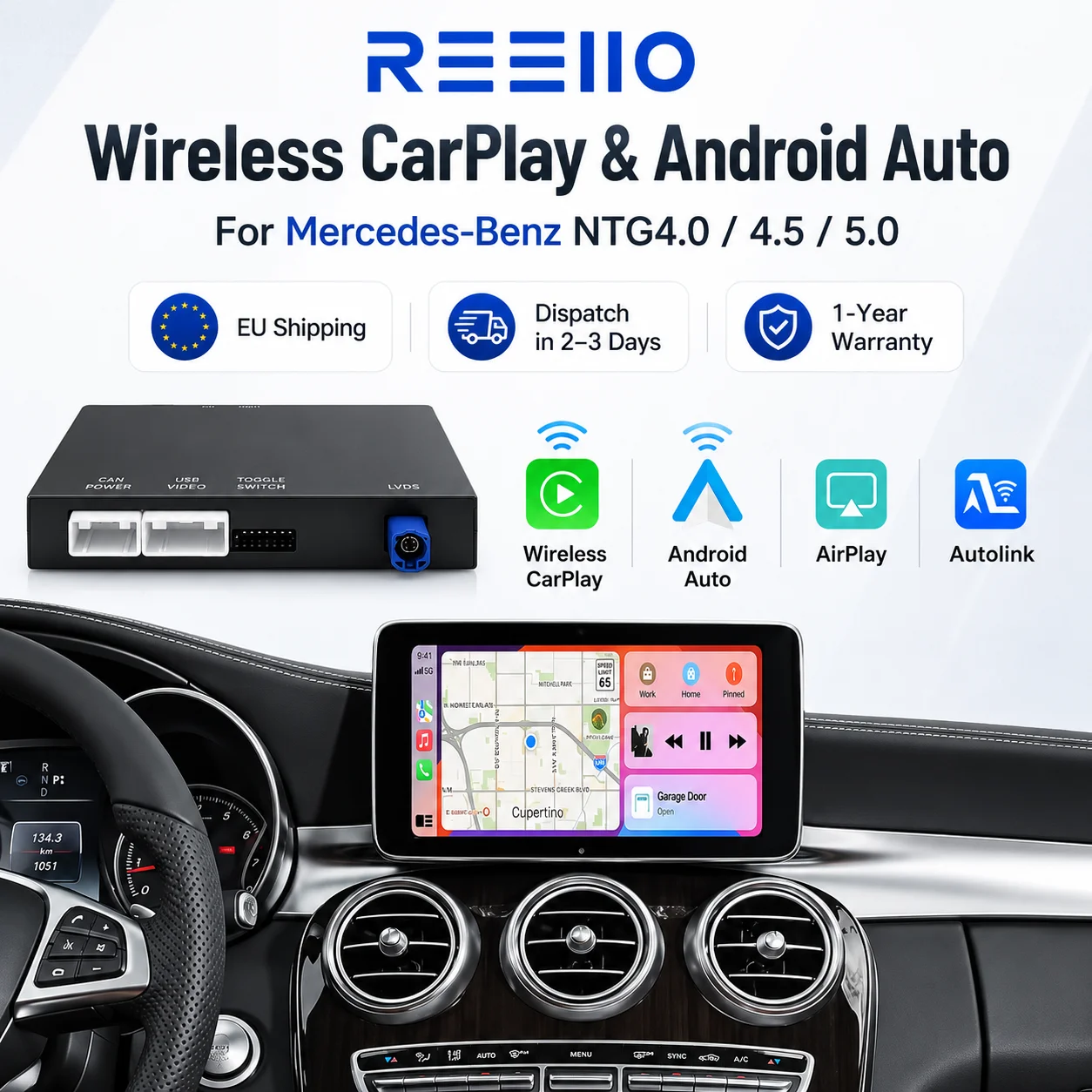 Wireless Apple Carplay Android Auto Module For Mercedes Benz C/GLC/S Class W205 W253 NTG5.0 System With Airplay Original Camera