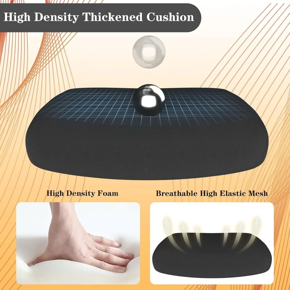 Ergonomic Desk Chair for Extended Sitting with Lumbar Support and Adjustable Headrest for Back Pain Relief - High-Density Foam f