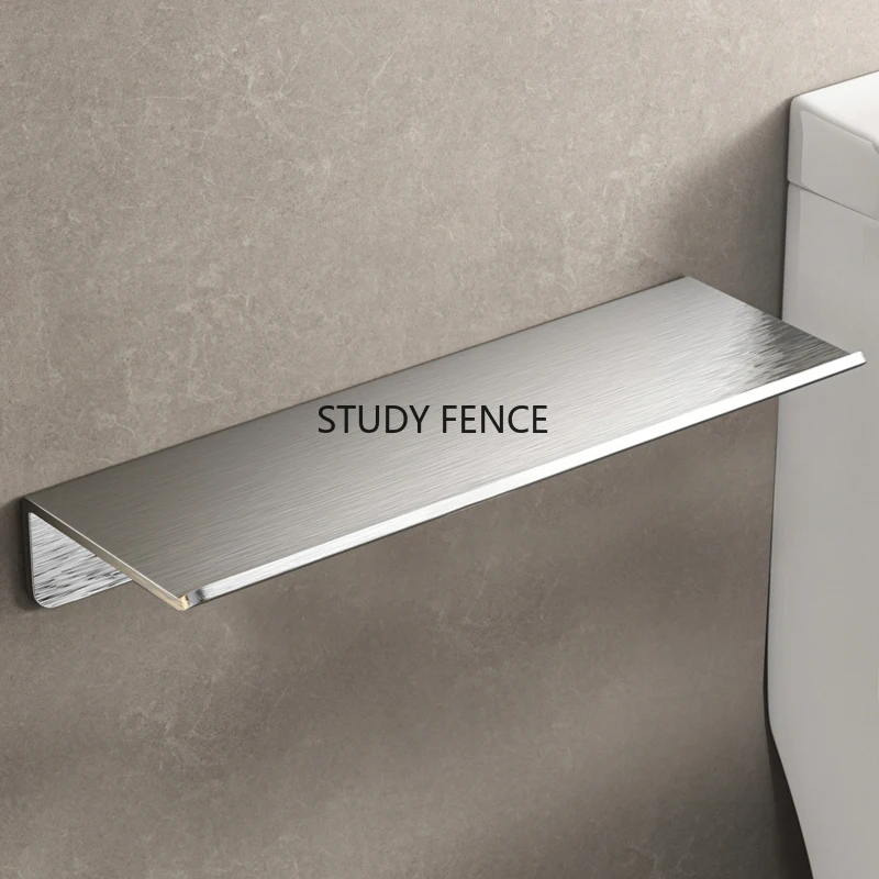 

1pc 304 Stainless Steel Tray Rack Toilet Phone Stand Wall Mounted Tissue Storage Rack Punch Installation Bathroom Accessories