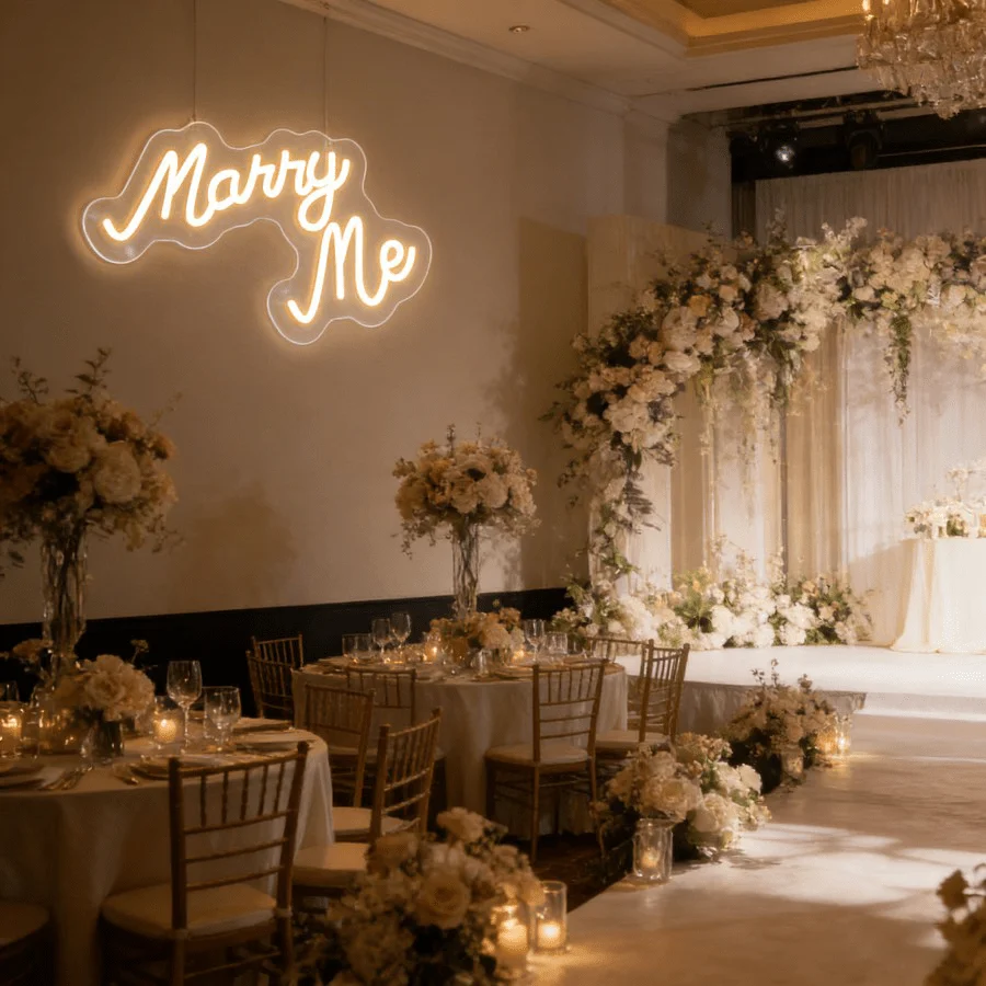 Marry Me Neon Sign LED Light Decor for Home Bedroom Engagement Party USB Rechargeable Wall Art Night Light Valentine's Day Gift