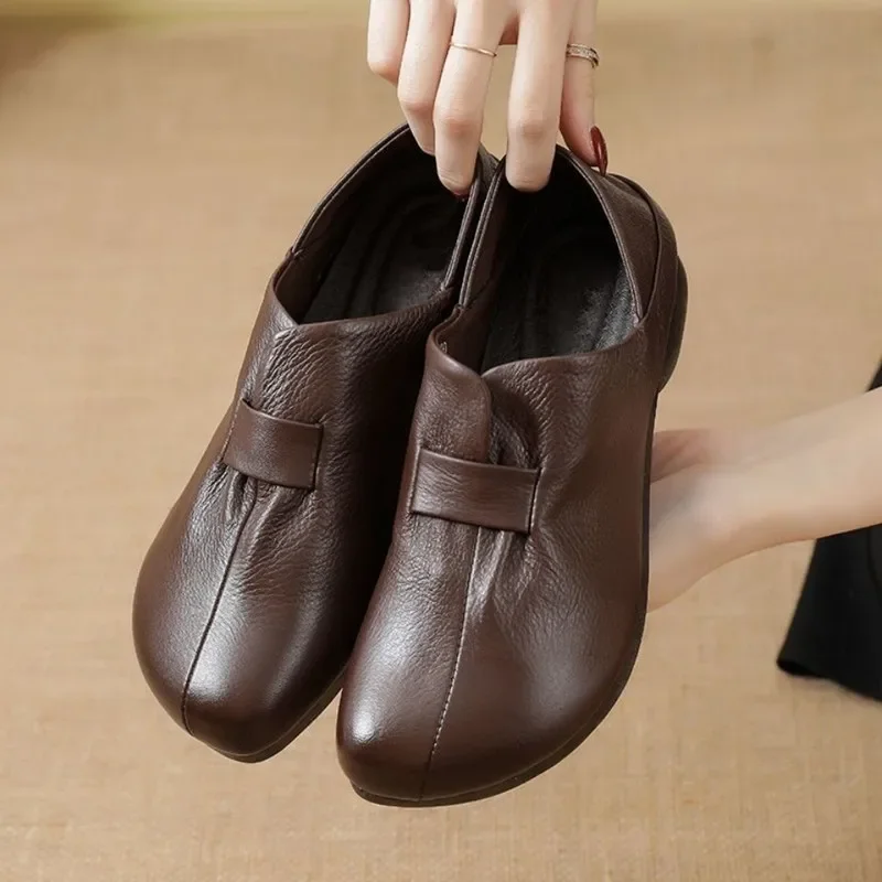 Women's Flat Shoes Casual Leather Loafers Soft Bottom Slip on Ballet Flats Ladies Comfortable Moccasins Shoes Loafers