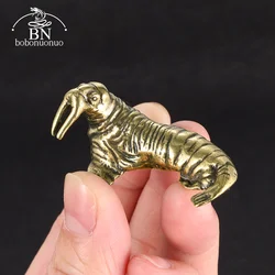 Solid Brass Walrus Figurines Miniatures Living Room Desktop Ornament Tea Pet Sea Animal Small Statue Toy Crafts Home Decorations