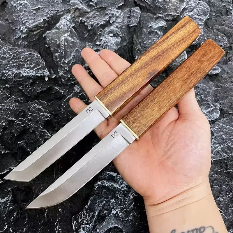 Sun Moon Double Blade House together M390 Wooden Handle small Straight knife Outdoor Knife Hunting knife emergency rescue fruit