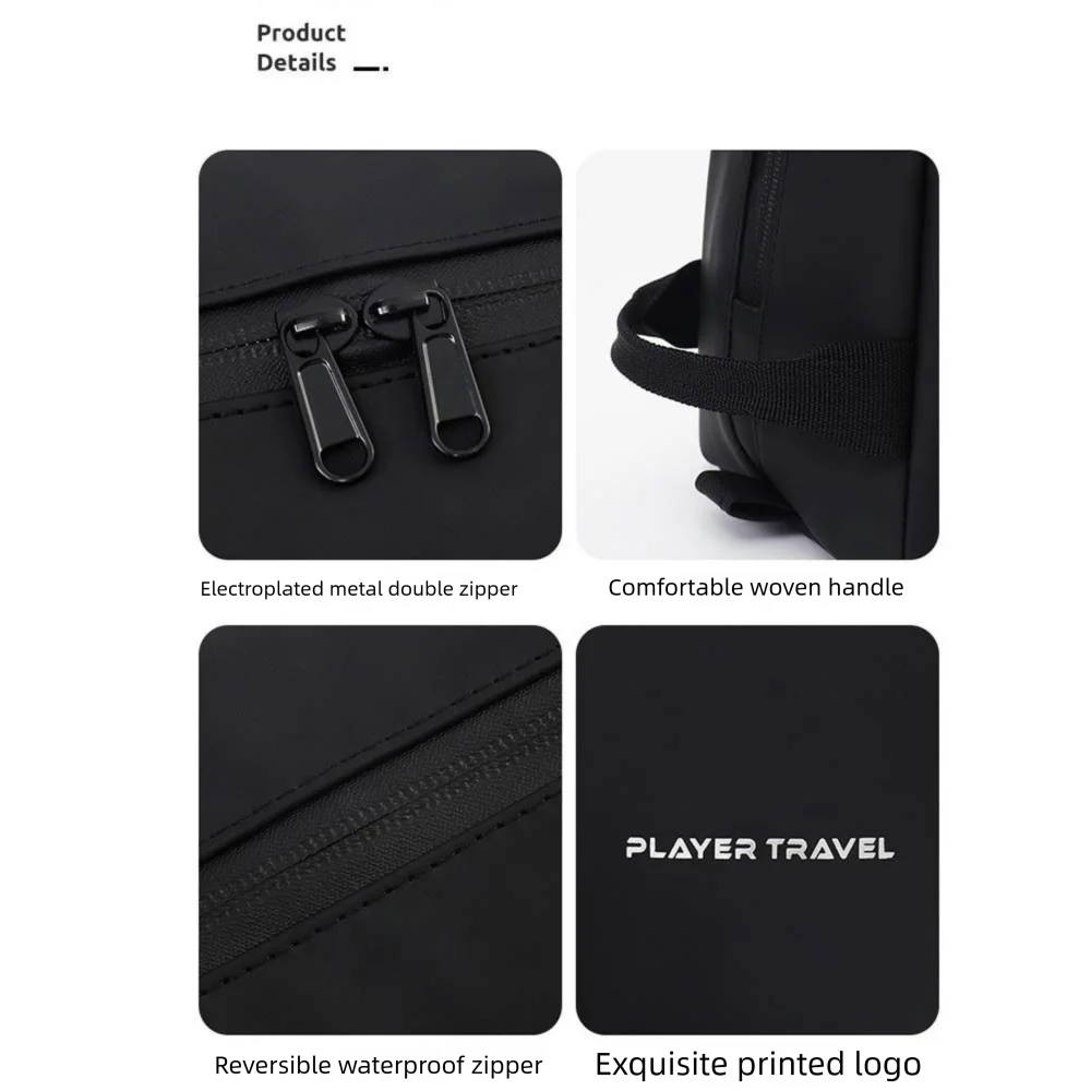 Waterproof Man Cosmetic Bag Handheld Large Capacity PU Toiletry Bag Lightweight Dry and Wet Separation Makeup Bag Toiletrie